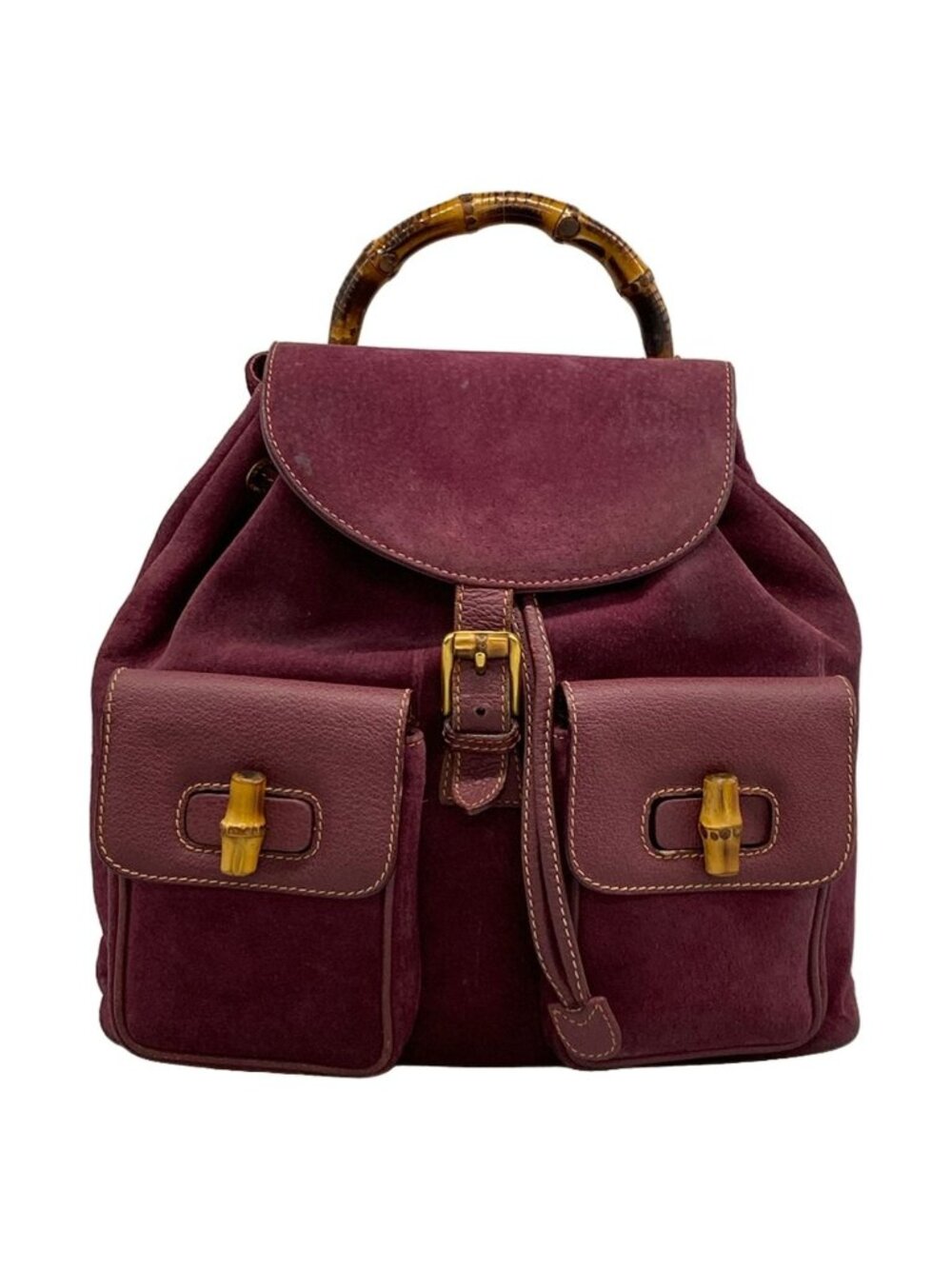 Gucci Backpack Bamboo Purple Leather - Picture 1 of 14